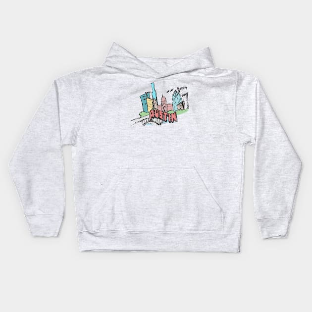 Austin Skyline Kids Hoodie by wesgentry